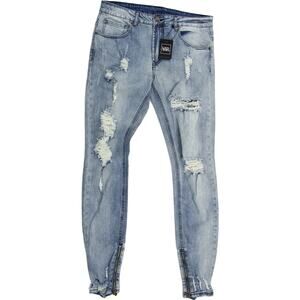 Young & Reckless Destroyed Distressed Faded Skinny Denim Jeans NWT 33